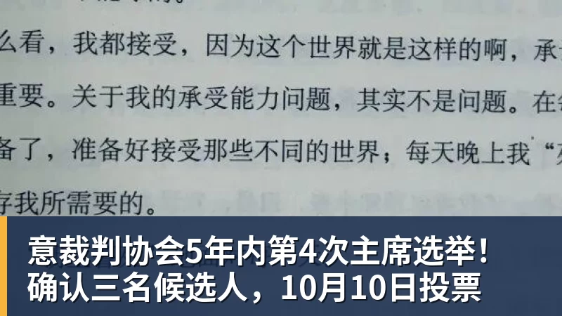 意裁判协会5年内第4次主席选举!确认三名候选人,10月10日投票